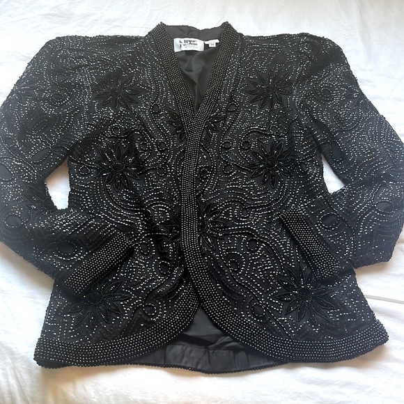 Beautiful beaded black jacket. 100% pure silk. Perfect condition. - Picture 1 of 6